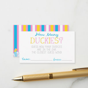 Mädchen Wie viele Duckies Party Guess Cards Begleitkarte