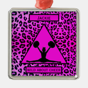 Mädchen "Wild About Cheer" Rosa Leopard Ornament Aus Metall