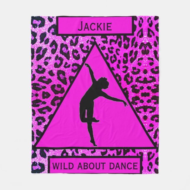 Mädchen "Wild About Dance" Rosa Leopard Fleecedecke (Vorderseite)