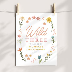 Mädchen Wild und Three Boho Geburtstags-Willkommen Poster