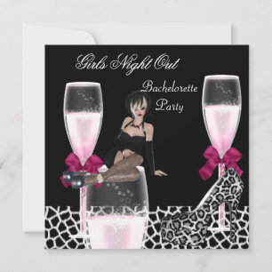 Mädchen Wilde Nacht Außerhalb Rosa Schuhe Champagn Einladung