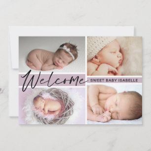 Mädchen Willkommen Süße Baby-Fotocollage Geburt Ankündigung