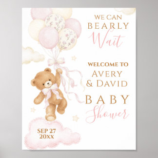 Mädchen, wir können es kaum erwarten Rosa Babypart Poster