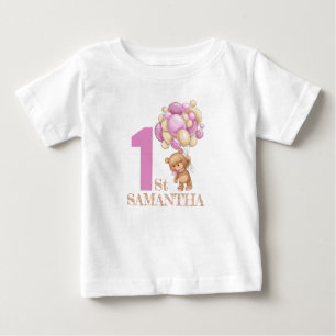 MÄDCHEN Wir können schon den 1. Teddybär warten Baby T-shirt