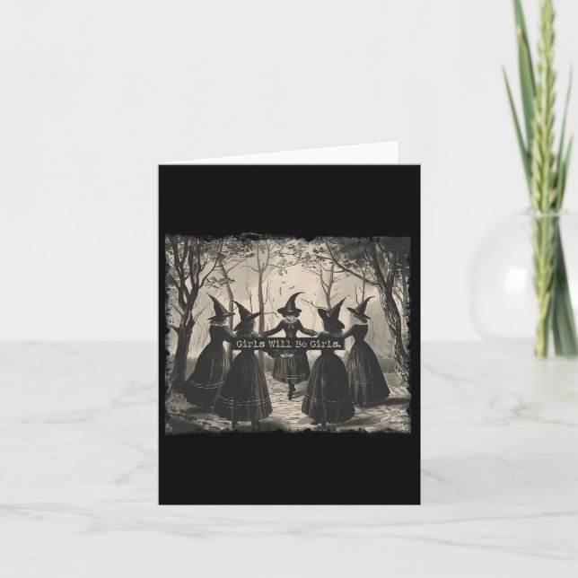 Mädchen wird die Mädchen Hexe Witz Halloween Karte (Vorderseite)