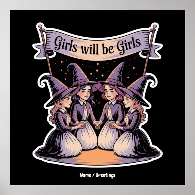 Mädchen wird Girl Funny Witwe Halloween Feminismus Poster (Vorne)