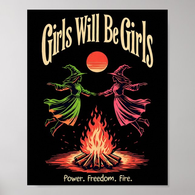 Mädchen wird Hexe sein Mädchen Feministin Hallowee Poster (Vorne)
