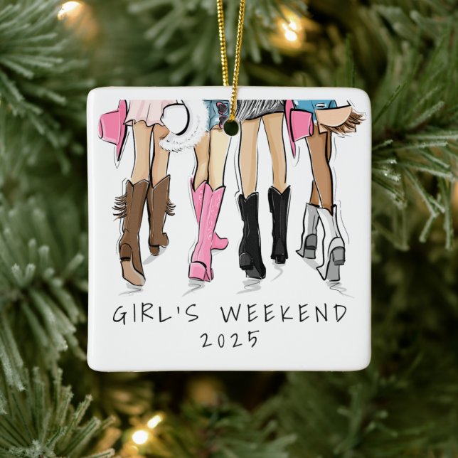 Mädchen-Wochenende Nashville Modeillustration Gesc Keramikornament (Baum)