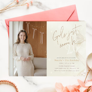 Mädchen wollen einfach nur 21 sein Bow Girl Foto Einladung