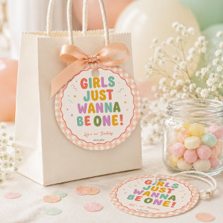Mädchen wollen einfach nur ein rosa Gingham zum 1. Geschenkanhänger