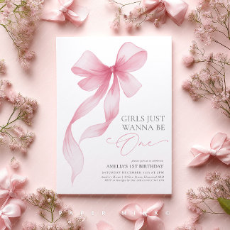Mädchen wollen einfach nur ein rosa Schleife zum 1 Einladung