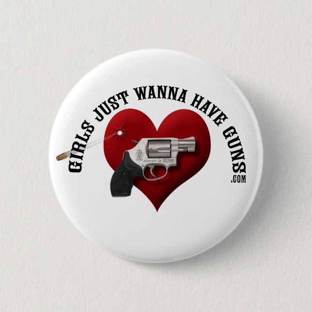 Mädchen wollen gerade, um Gewehr-Knopf zu haben Button (Vorderseite)