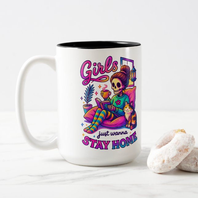 Mädchen wollen nur... zweifarbige tasse (Mit Donut)