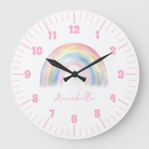Mädchen Zimmer Cute Boho Regenbogen Große Wanduhr