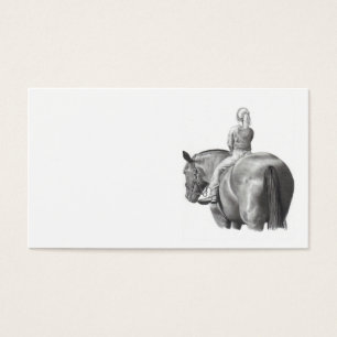 Mädchen-zu Pferd Visitenkarte-Bleistift-Kunst