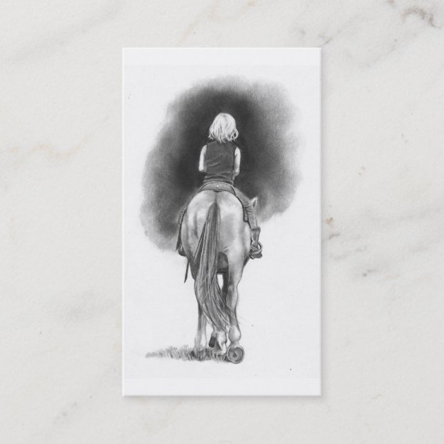 Mädchen-zu Pferd Visitenkarte-Bleistift-Kunst Visitenkarte (Vorderseite)