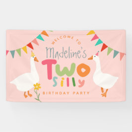 Mädchen Zwei Alberne Gans 2. Geburtstag Willkommen Banner