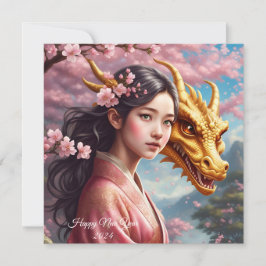 Mädchen zwischen Kirschblüten Feiertagskarte