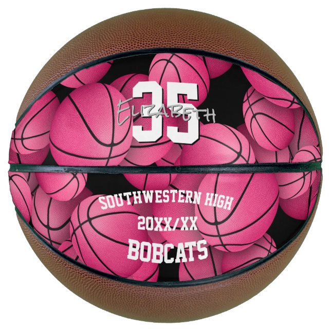 Mädchenbasketballmannschaft rosa schwarze Erinneru Basketball (Vorderseite)