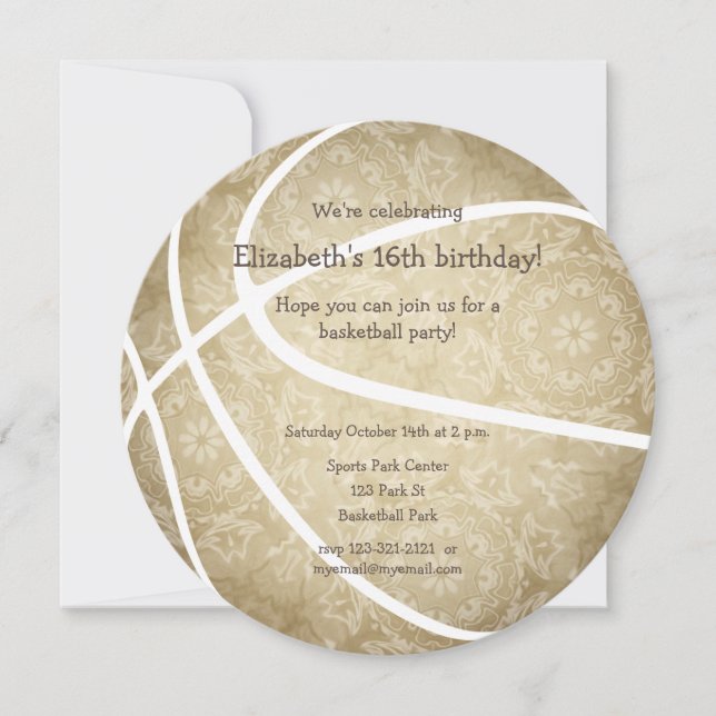 Mädchenbasketballsport Geburtstag Ankündigung (Vorderseite)