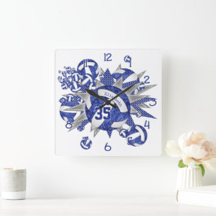 Mädchenblauer individuelle Name Quadratische Wanduhr