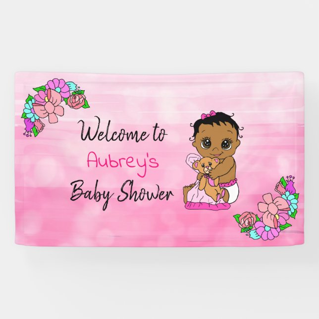Mädchenduschbanner, Baby Girl Pink Banner (Horizontal)