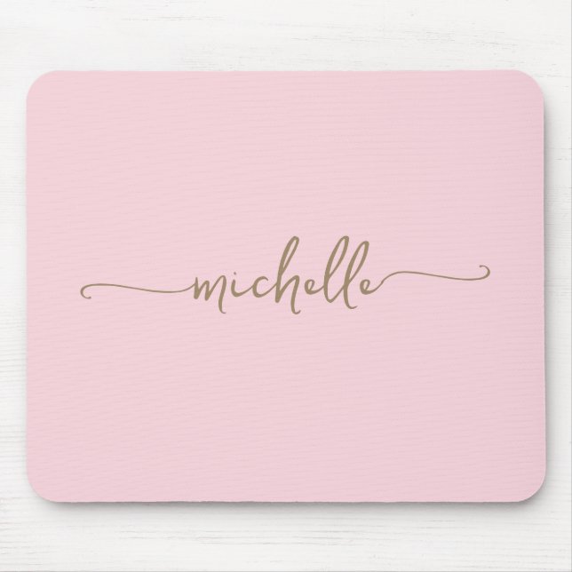 Mädcheneinfacher Rosa-Monogramm-Name Mousepad (Vorne)
