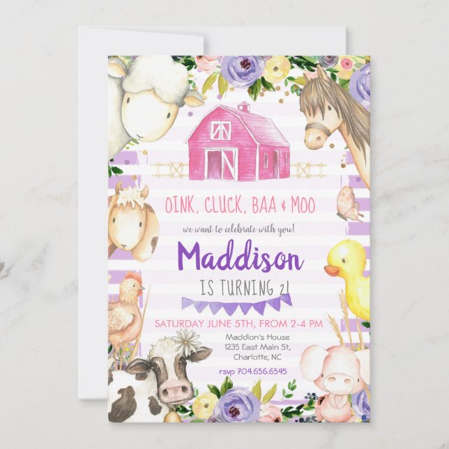 Mädchenfarm Einladung zum Geburtstag (Vorderseite)