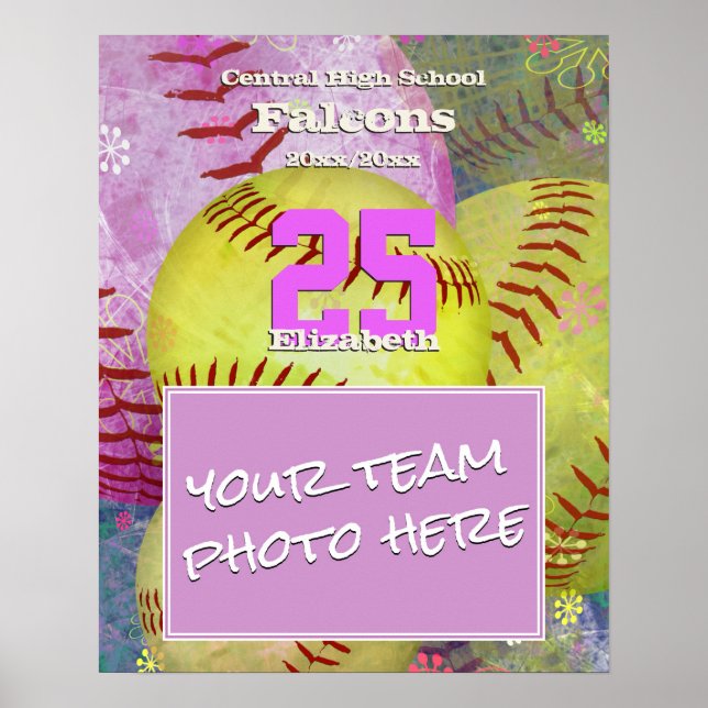 Mädchenfrauen ergänzen Ihr Softball-Foto Poster (Vorne)