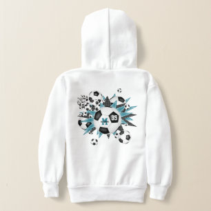 Mädchenfußball mit aquamarinen schwarzen Sternen Hoodie