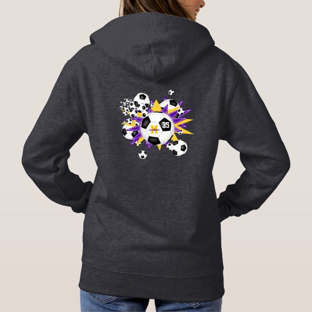Mädchenfußball mit lila Goldstars Hoodie (Rückseite)