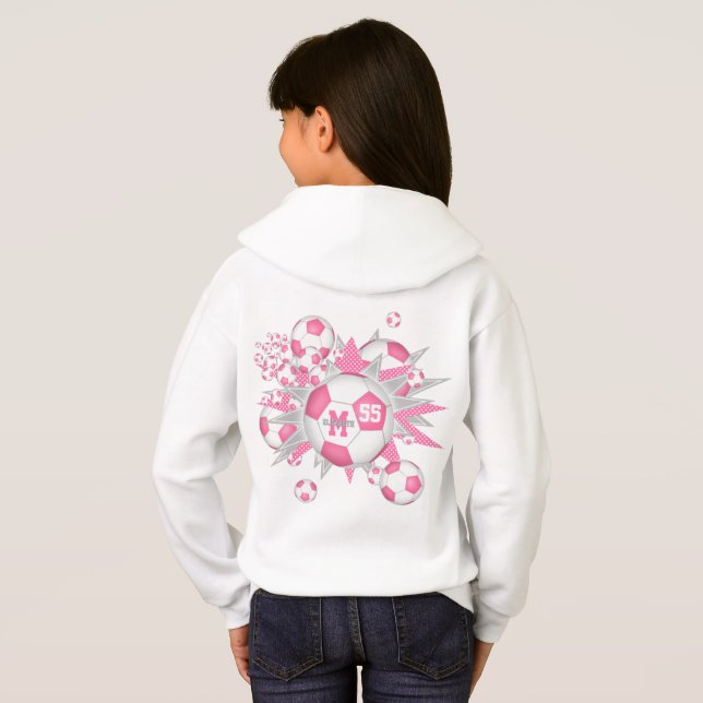 Mädchenfußball mit rosa grauen Sternen Hoodie (Schwarz voll)