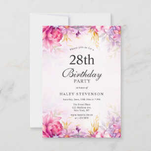Mädchenhaft Blumen Pastell Wasserfarbe Chic 28. Ge Einladung