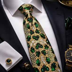mädchenhaft chic Mode Art Deco Gold Smaragdgrün  Krawatte