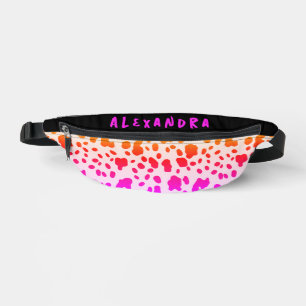 Mädchenhaft chic Schwarz Rosa Kuh Tier Muster Name Bauchtasche