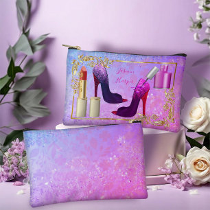 Mädchenhaft farbenfroher rosa Make-up-Halter Zubehörtasche