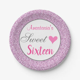 Mädchenhaft Glamour Rosa Lila Lila Glitter Sweet S Pappteller