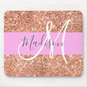 Mädchenhaft Glamourös Pink Pfirsich Gold Glitter M Mousepad