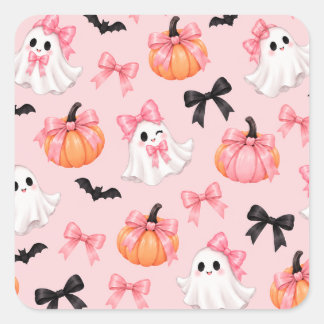 Mädchenhaft gruseliges Halloween-Aesthetic  Quadratischer Aufkleber