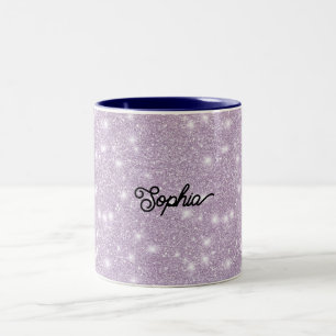 Mädchenhaft Lavendel Glitter Funkeln Geburtstag Zweifarbige Tasse