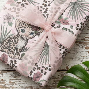 Mädchenhaft Leopard Pink Safari Kinder Dschungel M Geschenkpapier
