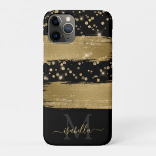 Mädchenhaft lustiges schwarzes goldenes Glitter-Sc Case-Mate iPhone Hülle