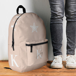 Mädchenhaft Pfirsich Rosa Monogramm Stylische Ster Bedruckter Rucksack