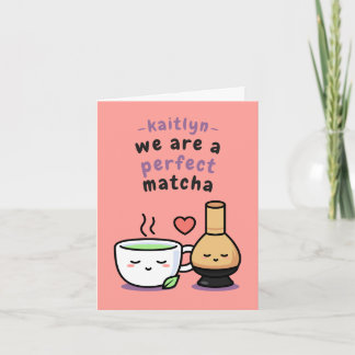 Mädchenhaft romantische Matcha-Tee-Zeichnung Valen Karte