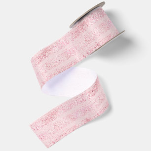 Mädchenhaft Rosa Falsche Glitter Streifen Geburtst Satinband