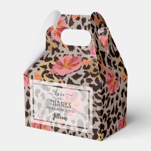 Mädchenhaft rosa florales Leopardenmuster Geschenkschachtel
