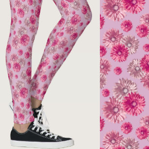Mädchenhaft rosa Gerbera-Daisy Blumenmuster Leggings