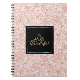 Mädchenhaft Rosa Glitter Mint Schwarz Hallo Schönh Notizblock