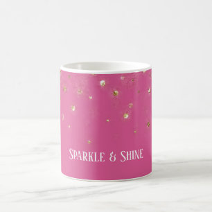 Mädchenhaft Rosa Gold Glitzer Konfetti Kaffeetasse