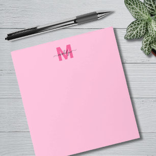 Mädchenhaft Rosa Kalligrafie Name Monogramm Notizblock